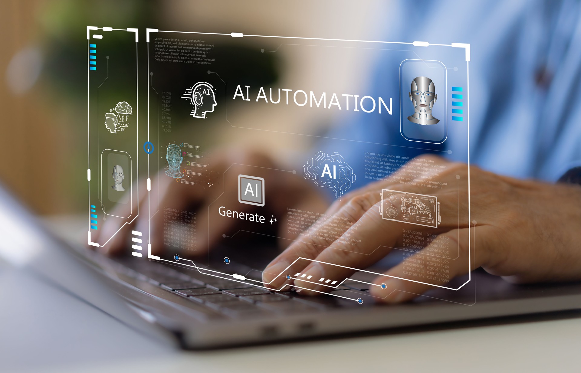 Tecnología de automatización de IA con inteligencia artificial digital, aprendizaje automático, robótica, optimización del flujo de trabajo, análisis de datos, software erp, rpa, ciencia de datos, análisis de big data y chatbot